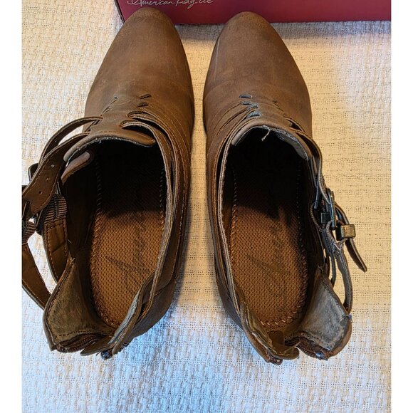 American Rag Adariep Tan Cutout Booties With Buckle & Zipper Closure Size 9.5M - Picture 9 of 11